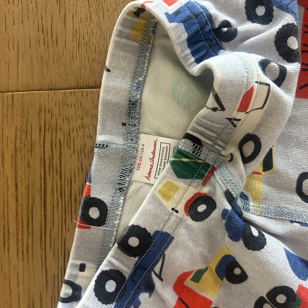 Hanna Andersson Boys Long Sleeves & Pants Pajamas Trucks & Tractor Light Blue 4T - Picture 7 of 8